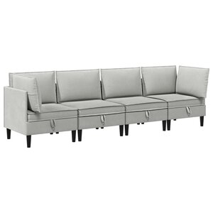 vidaXL Ensemble de meubles pour le salon 4 Pièces Gris clair Tissu