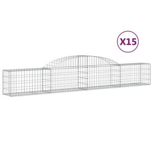 vidaXL Paniers à gabions arqués 15 Pièces 300x30x40/60 cm fer galvanisé