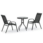 vidaXL Ensemble de bistro de jardin 3 Pièces Noir