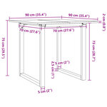 vidaXL Table à manger cadre en O 90x90x75 cm bois de pin massif acier