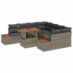 vidaXL Ensemble de salle à manger pour jardin 9 Pièces Gris  Marron