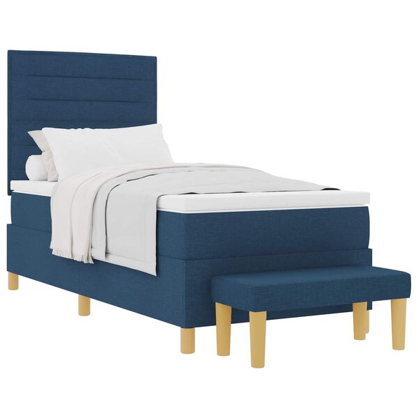 vidaXL Lit à ressorts avec tête de lit Bleu 200 x 90 cm tissu
