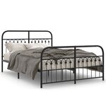 vidaXL Cadre de lit métal sans matelas avec pied de lit noir 140x200cm