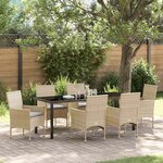vidaXL Ensemble de salle à manger pour jardin 7 Pièces Beige polyrotin