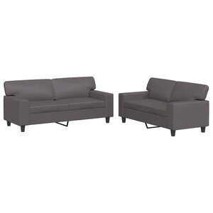 vidaXL Ensemble de canapés 2 Pièces gris similicuir