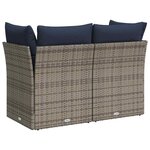 vidaXL Canapé de jardin 2 places avec coussins gris résine tressée