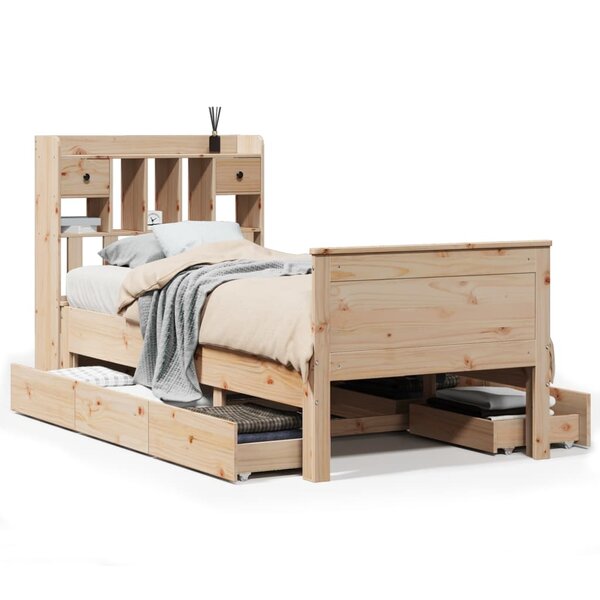 vidaXL Lit bibliothèque sans matelas 75x190 cm bois de pin massif