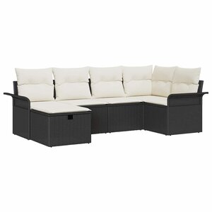 vidaXL Ensemble de canapé de jardin avec coussin 6 Pièces Noir et crème