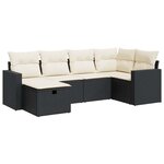 vidaXL Salon de jardin 6 Pièces avec coussins noir résine tressée