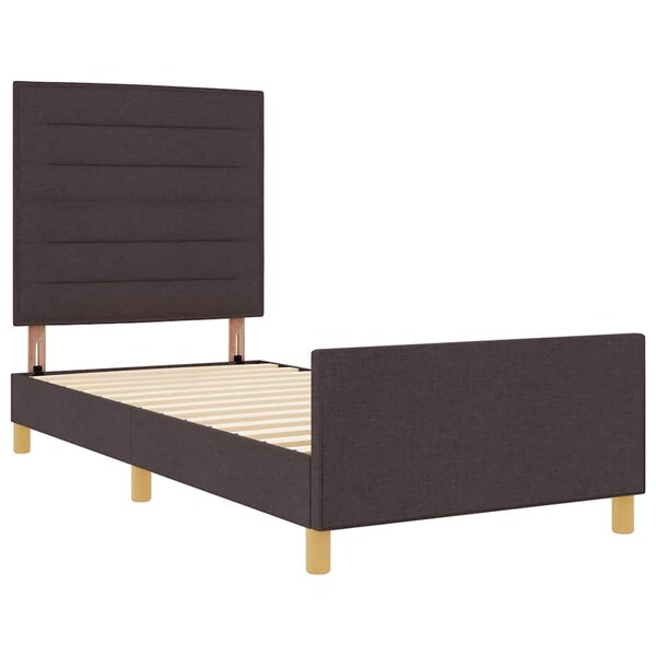 vidaXL Cadre de lit avec tête de lit Marron foncé 90 x 190 cm tissu