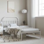 vidaXL Cadre de lit métal sans matelas et tête de lit blanc 100x190 cm