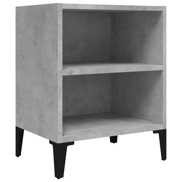 vidaXL Table de chevet avec pieds en métal gris béton 40x30x50 cm