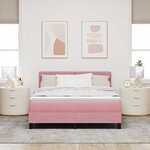 Lit de box spring avec matelas et LED rose 160x200 cm en velours