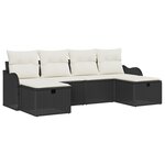 Ensemble de Canapé de Jardin vidaXL 6 Pièces avec Coussins Noir Rotin Poly