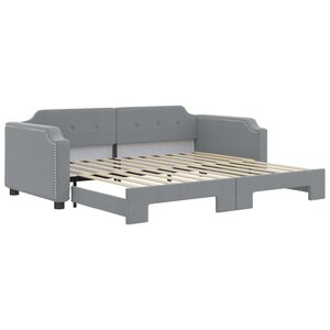 vidaXL Lit de jour avec gigogne sans matelas gris clair 100x200 cm