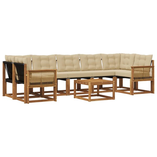 vidaXL Ensemble de canapés d'extérieur 8 pc Naturel et Beige