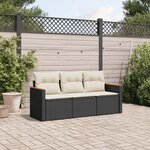 vidaXL Salon de jardin 3 Pièces avec coussins noir résine tressée