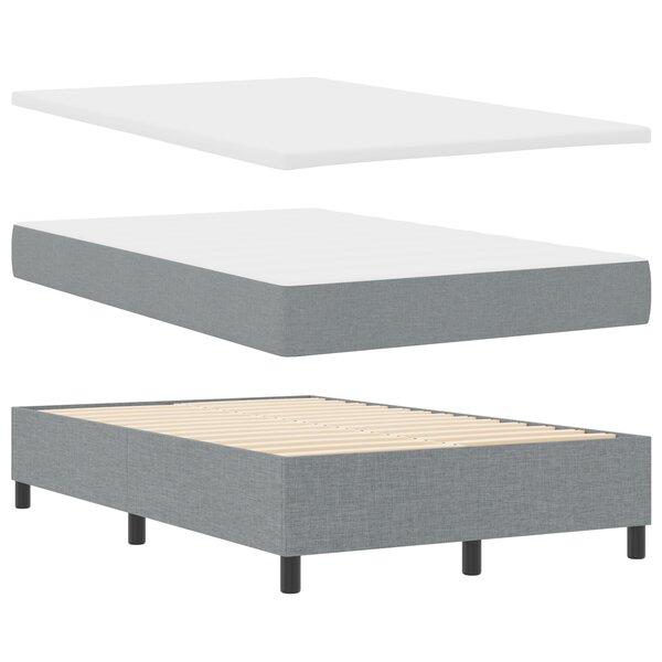 vidaXL Lit avec sommier et banc gris clair 120x200 cm tissu