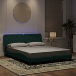vidaXL Cadre de lit avec lumières LED vert foncé 160x200 cm velours