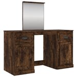 vidaXL Coiffeuse avec miroir chêne fumé 130x50x132 5 cm