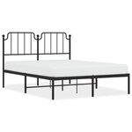 vidaXL Cadre de lit métal sans matelas avec tête de lit noir 140x190cm