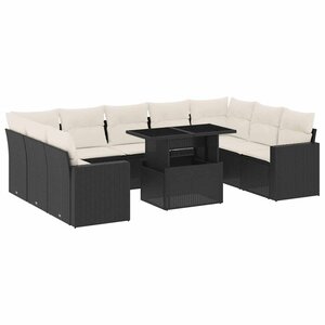 vidaXL Salon de jardin 10 Pièces avec coussins noir résine tressée