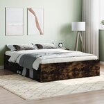 vidaXL Cadre de lit chêne fumé 135x190 cm double