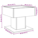 vidaXL Table basse avec LED noir 50x50x45 cm bois d'ingénierie