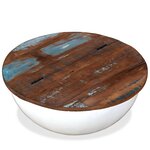 vidaXL Table basse Bois de récupération massif Blanc Forme de bol