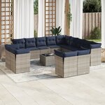vidaXL Salon de jardin avec coussins 14 Pièces gris résine tressée