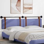 vidaXL Tête de lit suspendue Avec lumière LED Bleu denim PU antique