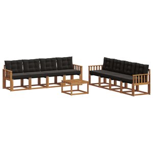 vidaXL Ensemble de canapés d'extérieur 9 Pièces Naturel et Noir