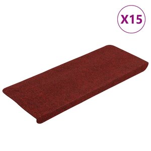 vidaXL Tapis d'escalier autocollants 15 Pièces 65x24 5x3 5 cm Rouge