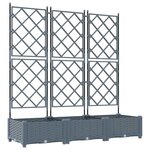 vidaXL Bac à fleurs avec Treillis 3 Pièces Gris clair 120 x 40 x 125.5 cm