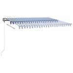 vidaXL Auvent manuel rétractable avec LED 400x350 cm Bleu et blanc