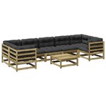 vidaXL Salon de jardin 8 Pièces avec coussins bois de pin imprégné