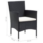 vidaXL Ensemble à dîner de jardin avec coussins 3 Pièces poly rotin noir
