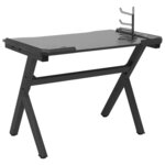 Bureau table poste de travail meuble d'ordinateur informatique étude de jeu à LED en forme de Y 110 x 60 x 75 cm noir 02_0023776