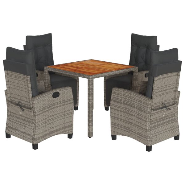 vidaXL Ensemble à manger de jardin 5 Pièces coussins gris résine tressée