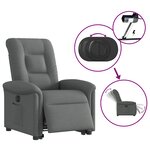 vidaXL Fauteuil inclinable électrique gris foncé tissu