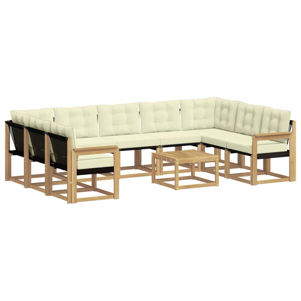 vidaXL Ensemble de canapés d'extérieur 10 Pièces Blanc et crème