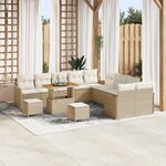 Ensemble de canapé de jardin vidaXL 13 pièces avec coussins Beige Poly Rotin Acacia