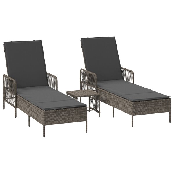 vidaXL Ensemble de chaises longues Ensemble de 3 Gris et gris foncé