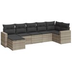 vidaXL Salon de jardin avec coussins 7 Pièces gris clair résine tressée