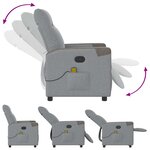 vidaXL Fauteuil de massage inclinable Gris clair Tissu