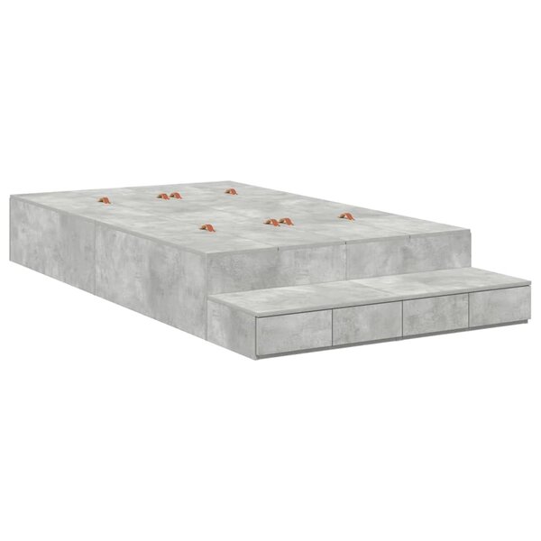 vidaXL Cadre de lit avec rangement Gris béton 236.5 x 120 x 31.5 cm