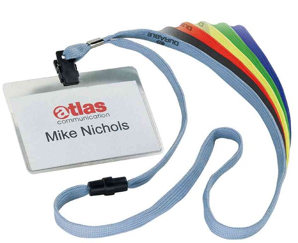 Paquet 10 Badges 90 x 60 mm avec lacet textile Rouge DURABLE