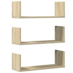 vidaXL Étagères murales 3Pièces chêne sonoma 58x18x18cm bois d'ingénierie