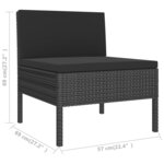 Salon de jardin meuble d'extérieur ensemble de mobilier 6 pièces avec coussins résine tressée noir 02_0016911