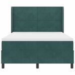 vidaXL Lit à ressorts avec bandes LED Vert foncé 140 x 200 cm Velours